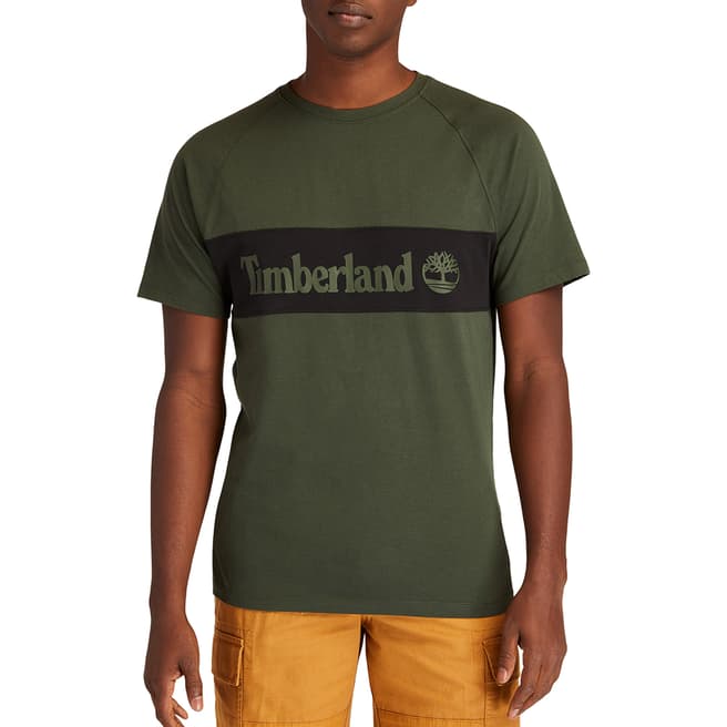 Timberland Green Cotton Logo Panel Design T-Shirt