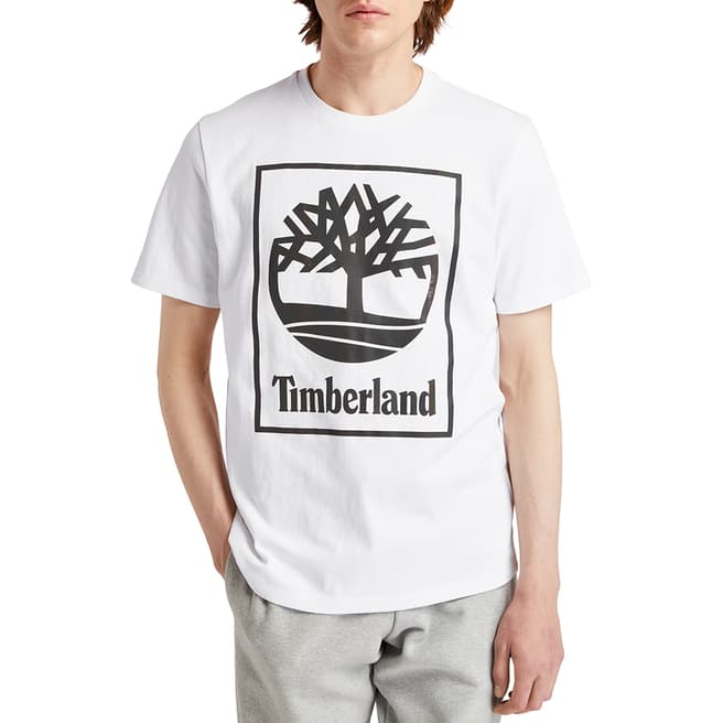 Timberland White Cotton Graphic Print T-Shirt