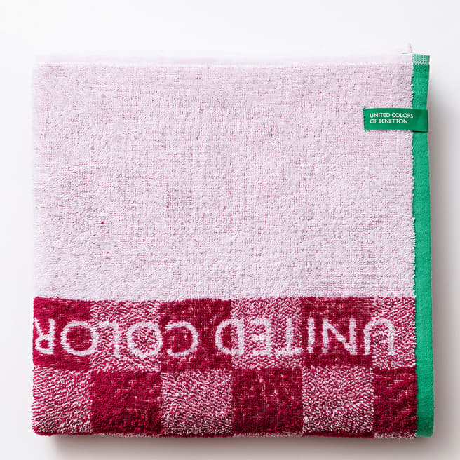 Benetton Kids Beach Towel, Pink Squares