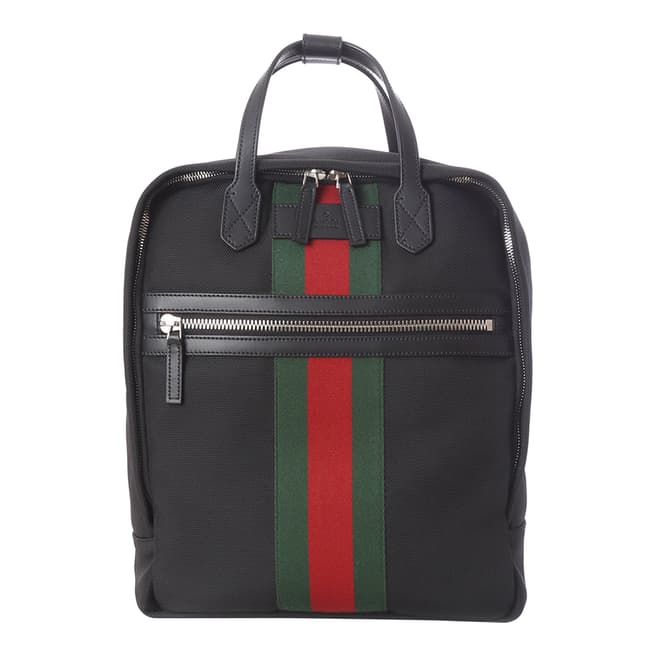 Gucci Men's Gucci Techno Black Canvas Web Stripe Backpack