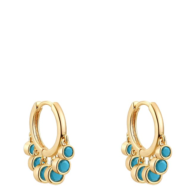Liv Oliver 18K Gold Multi Turquoise Charm Huggie Hoop Eaarings