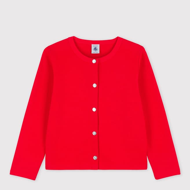 Petit Bateau Red Cotton Button Up Cardigan