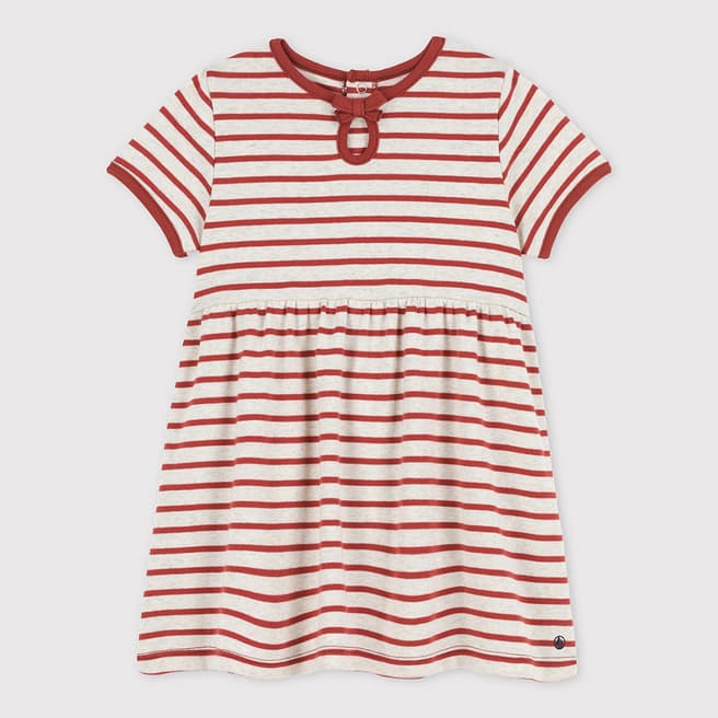 Petit Bateau Red Striped Cotton Dress