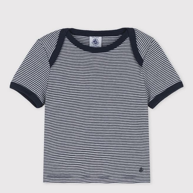Petit Bateau Navy Striped Short Sleeved Cotton T-Shirt