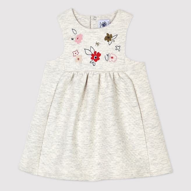 Petit Bateau Beige Embroidered Quilted Dress
