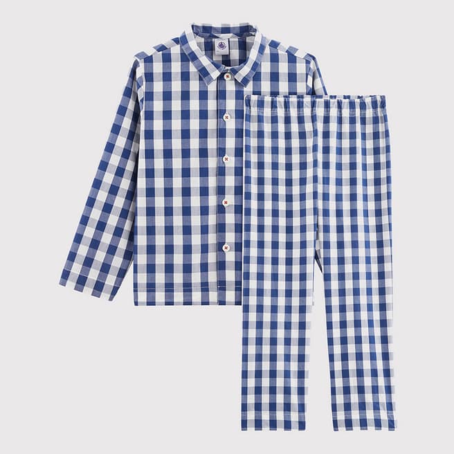 Petit Bateau Navy Check Button Up Cotton Pyjamas
