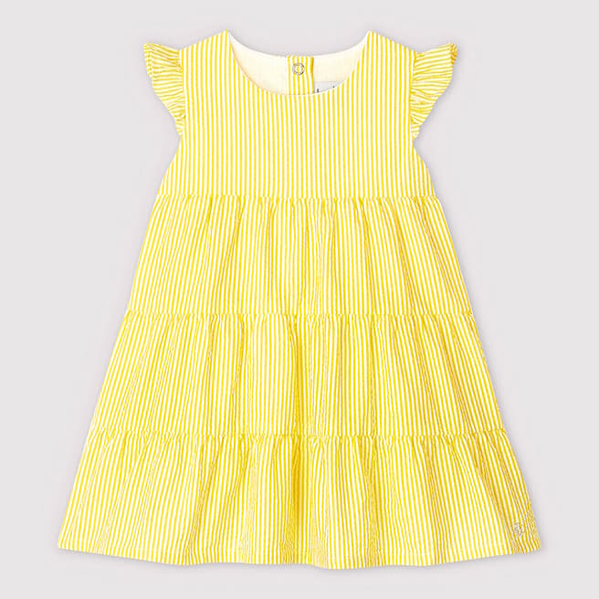 Petit Bateau Yellow Striped Cotton Dress