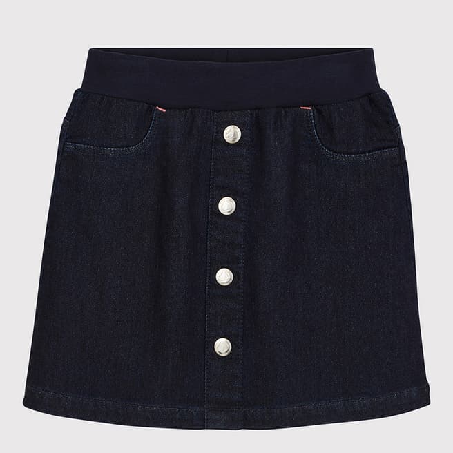 Petit Bateau Blue Cotton Blend Denim Skirt