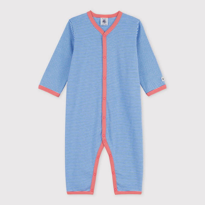 Petit Bateau Blue Striped Cotton Footless Sleepsuit