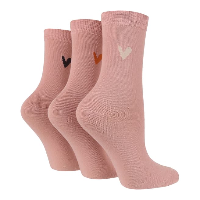 Caroline Gardner Plain Pink 3 Pack Socks