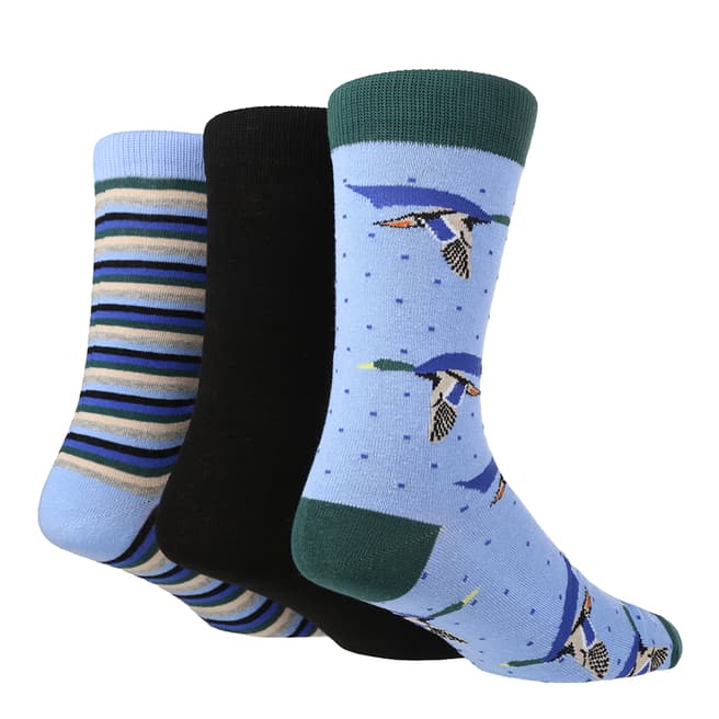 Wild Feet Multi 3 Pack Bird Jacquard Socks