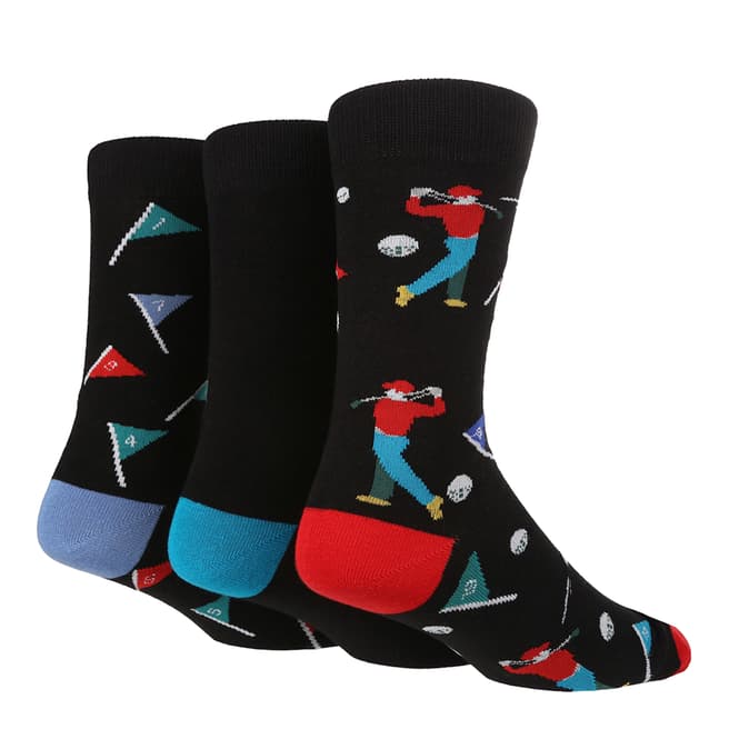 Wild Feet Black 3 Pack Socks