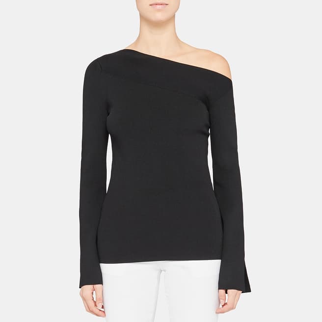 Theory Black One Shoulder Top