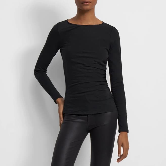 Theory Black Boat Neck Fitted Top