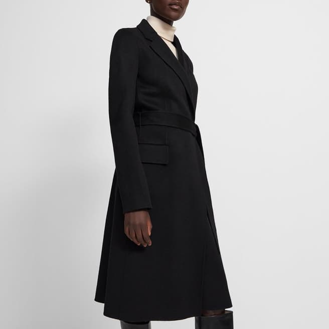 Theory Black Belted Luxe Coat