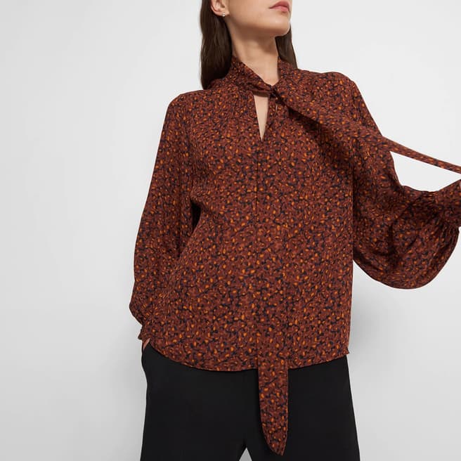 Theory Red Printed Blouse