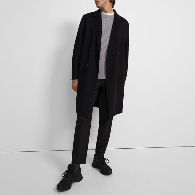 Theory Black Suffolk Double Breasted Coat