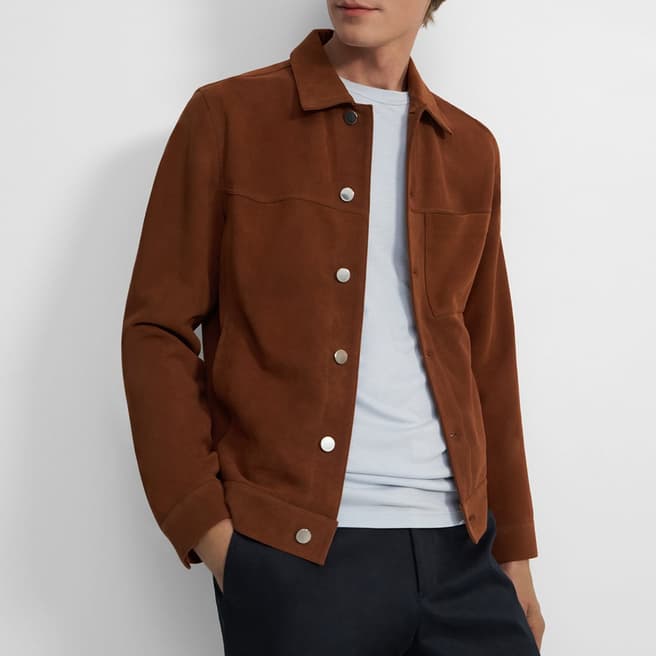 Theory Rusty Brown Patterson Button Up Jacket
