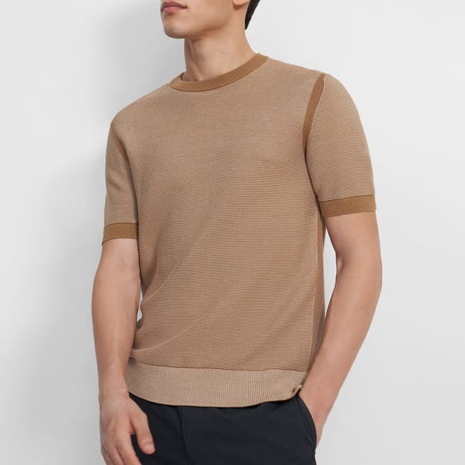 Theory Camel Todd Knitted T-Shirt