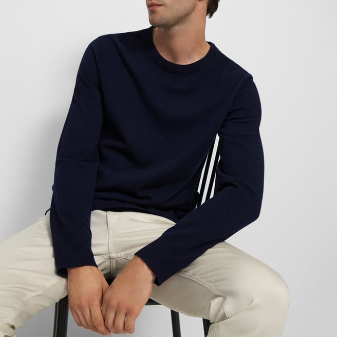 Theory Navy Hilles Crew Neck Jumper