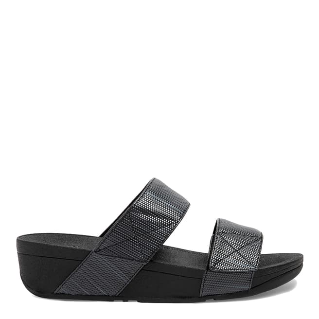 FitFlop Black Mina Textured Glitz Slide Sandals 