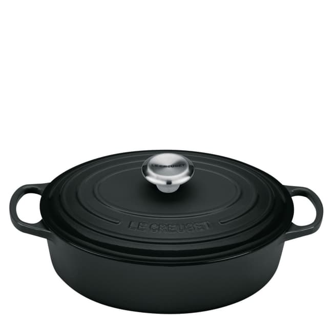 Le Creuset Satin Black Signature Cast Iron Oval Risotto Pot, 27cm