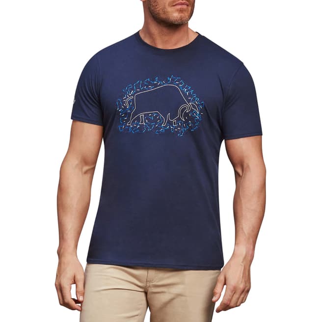Raging Bull Navy Scatter Stitch Graphic T-Shirt