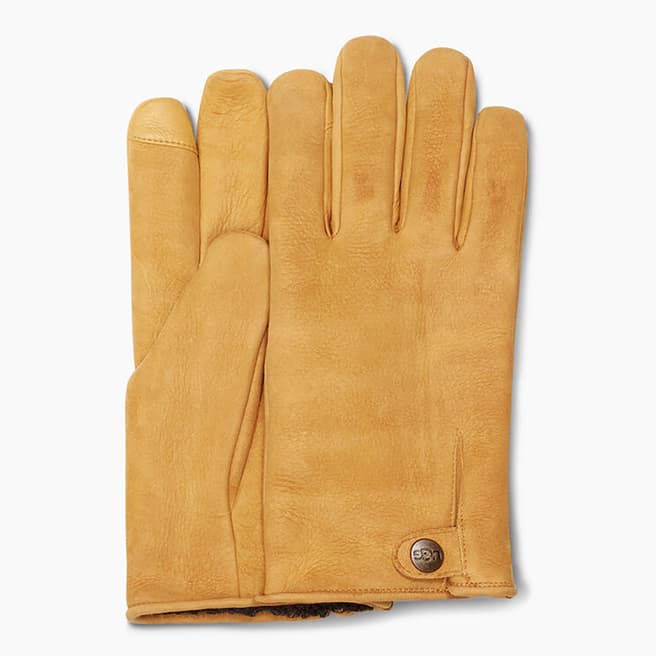 UGG  Chestnut UGG Tabbed Splice Leather Gloves
