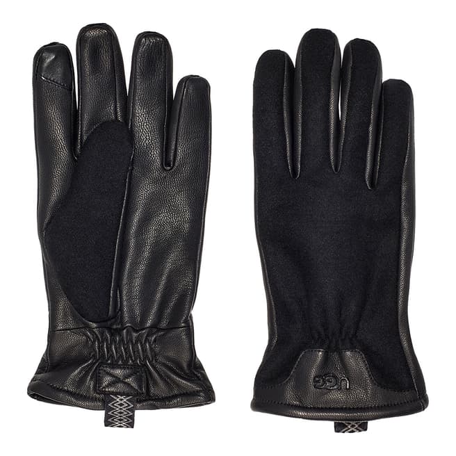 UGG Black Wool And Leather Tech Gloves