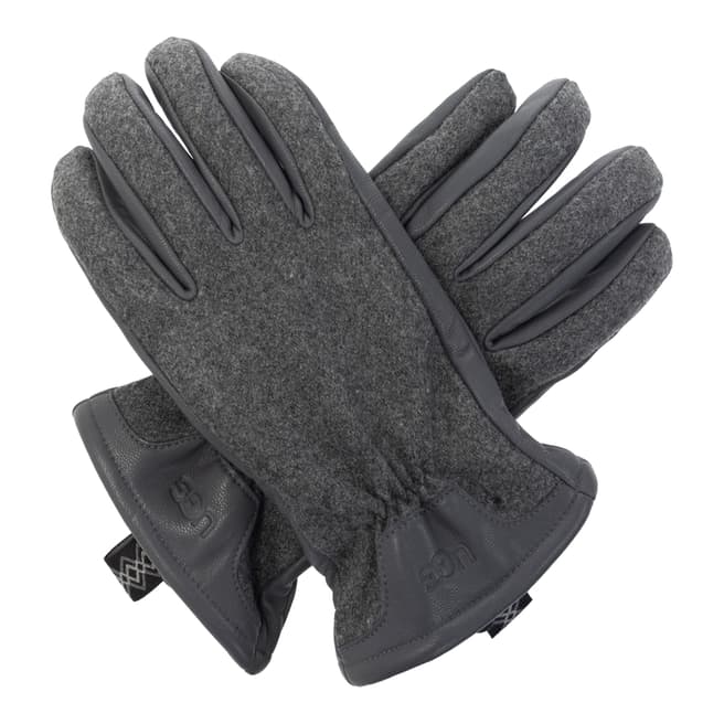 UGG Grey UGG Leather And Wool Tasman Gloves