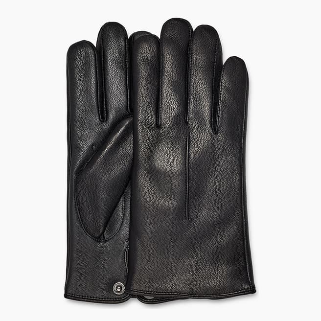 UGG Black UGG Leather Single Point Gloves BX