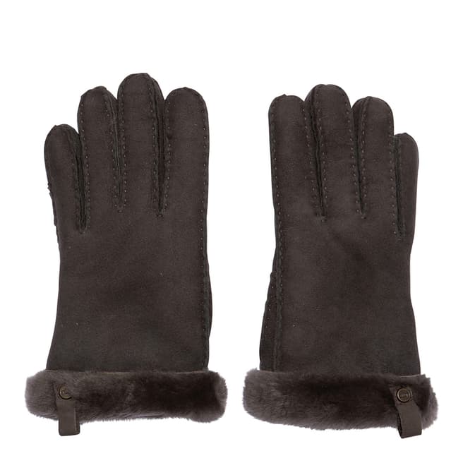 UGG Brown UGG Shorty Glove With Leather Trim