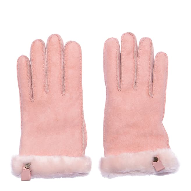 UGG  Pink UGG Shorty Glove With Leather Trim