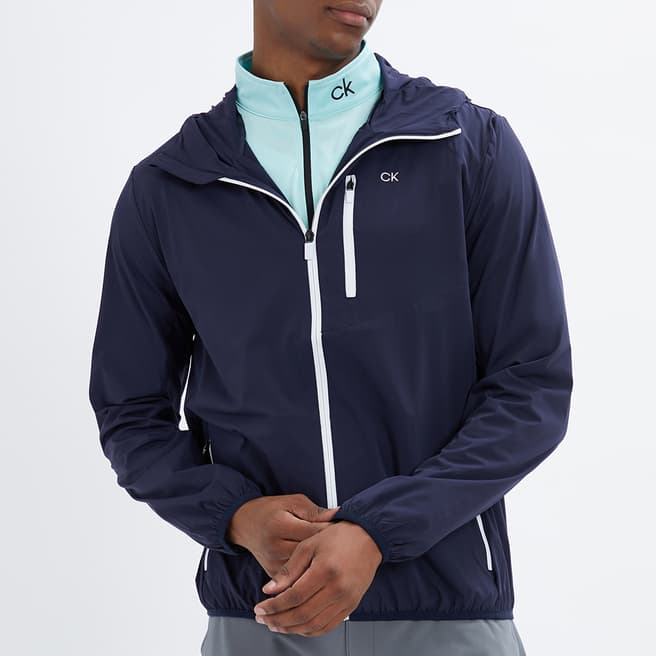 Calvin Klein Golf Navy Water Repellent Lightweight Hooded Jacket