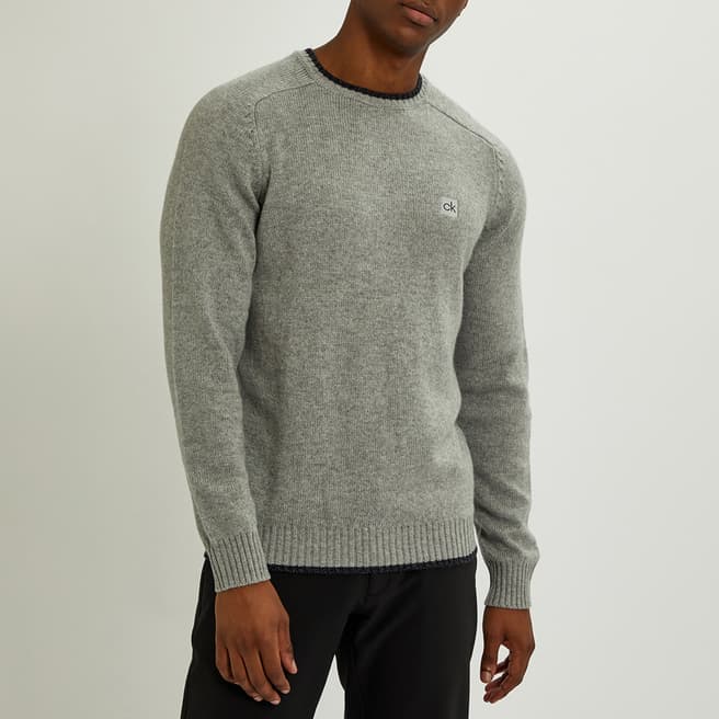 Calvin Klein Golf Grey Chunky Crew Neck Lambswool Sweater