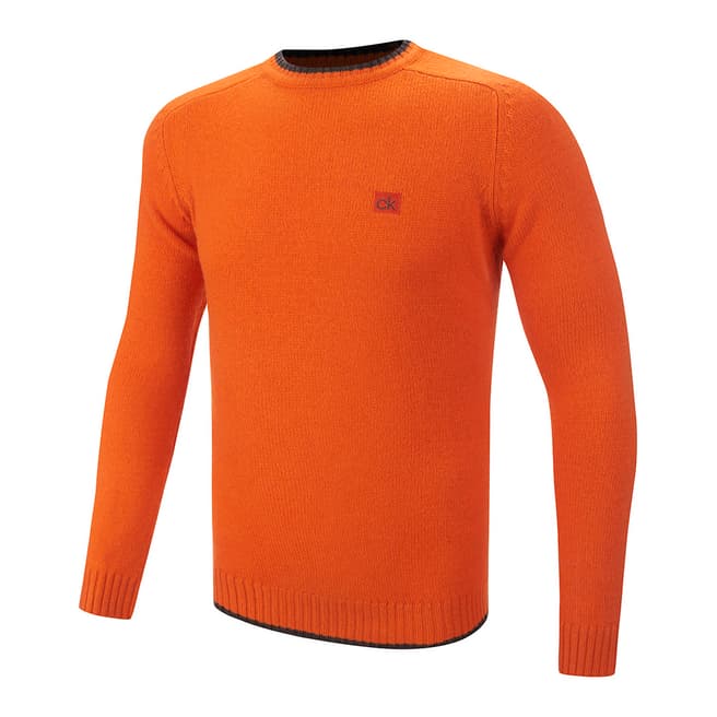 Calvin Klein Golf Orange Chunky Crew Neck Lambswool Sweater
