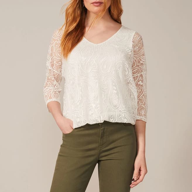 Phase Eight Ivory Cydney Burnout Lace Top
