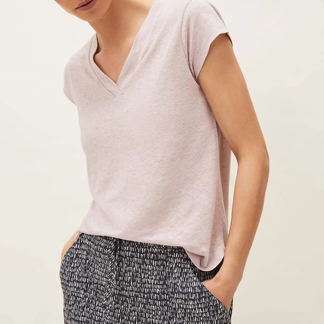 Phase Eight Dusty Pink Emera V-Neck Linen Top
