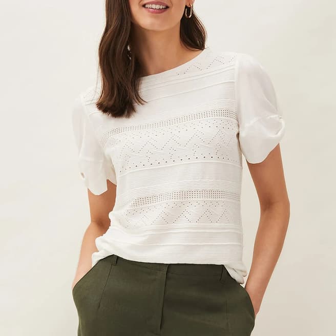 Phase Eight Ivory Bylee Textured Top
