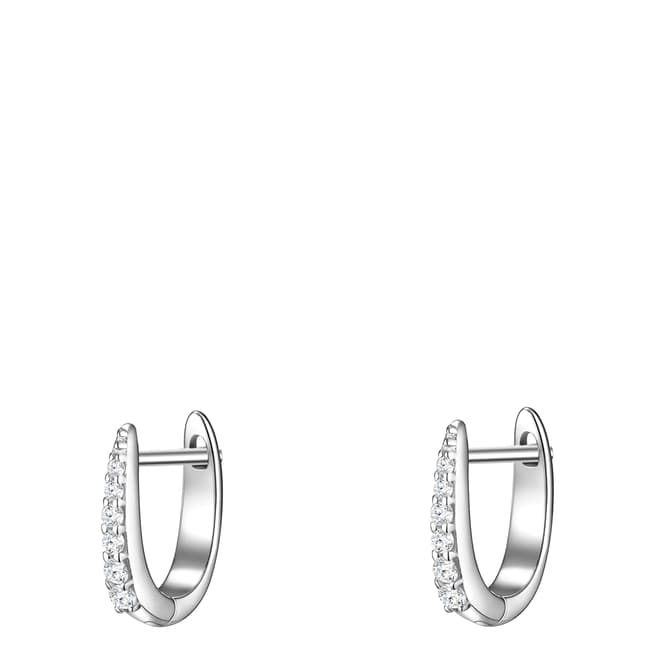 Nahla Jewels Silver/White Zirconia Hoop Earring