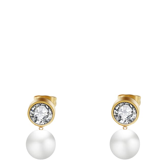 Liv Oliver 18K Gold Pearl Drop Embelished Earrings