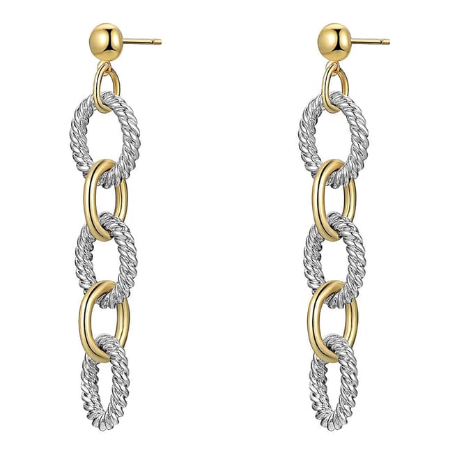 Liv Oliver 18K Gold Two Tone Link Earrings