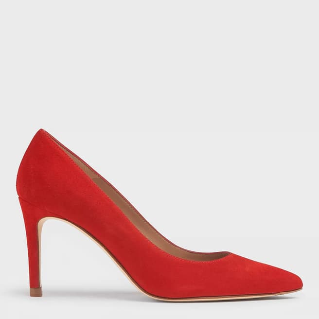 L K Bennett Red Suede Floret Court Shoes