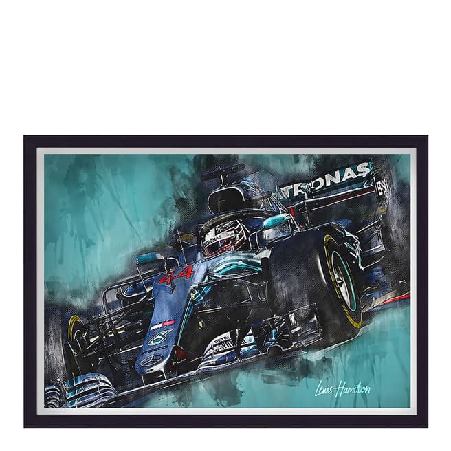 Formula One Lewis Hamilton Race Car 44x33cm Framed Print