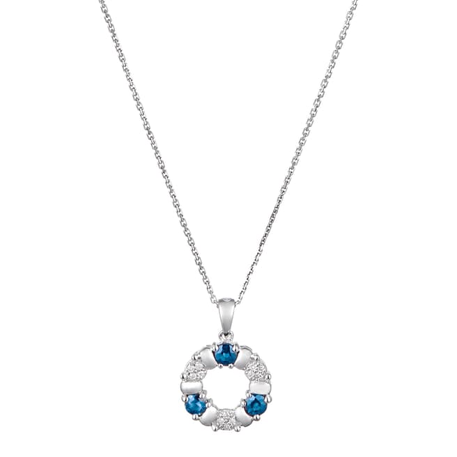 Diamond And Co Silver/Diamond Sapphire Embellished Stone Pendant Necklace