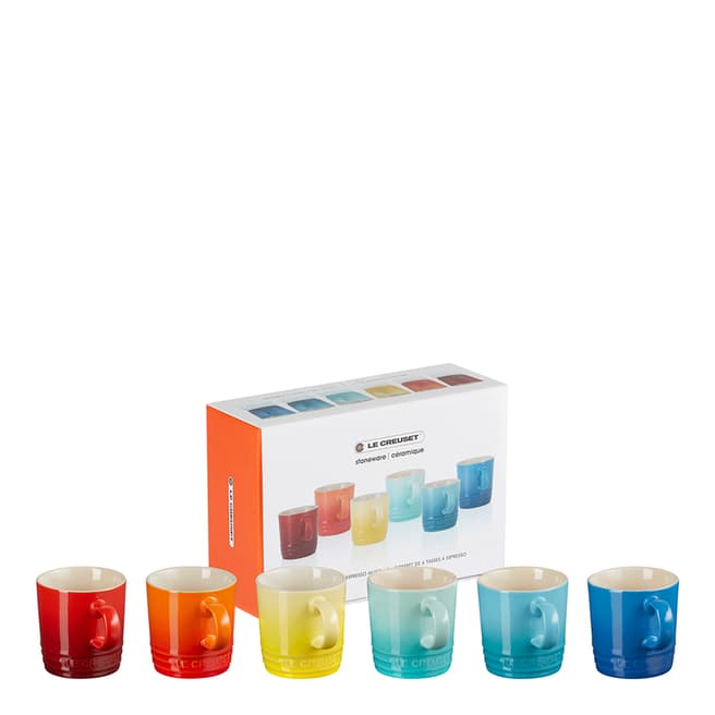 Le Creuset Set of 5 Rainbow Espresso Cups, 100ml