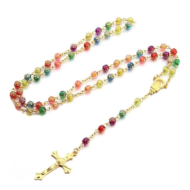 Liv Oliver 18K Gold Multi Color Cross Necklace