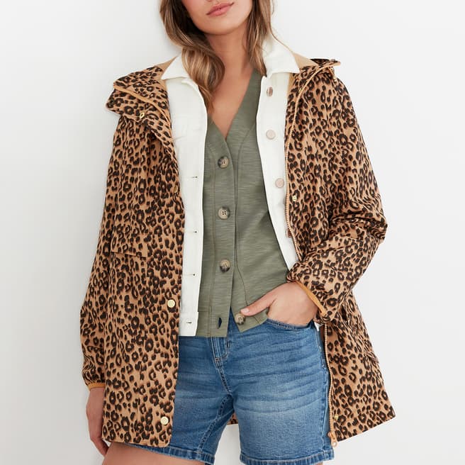 Joules Leopard Print Short Waterproof Jacket