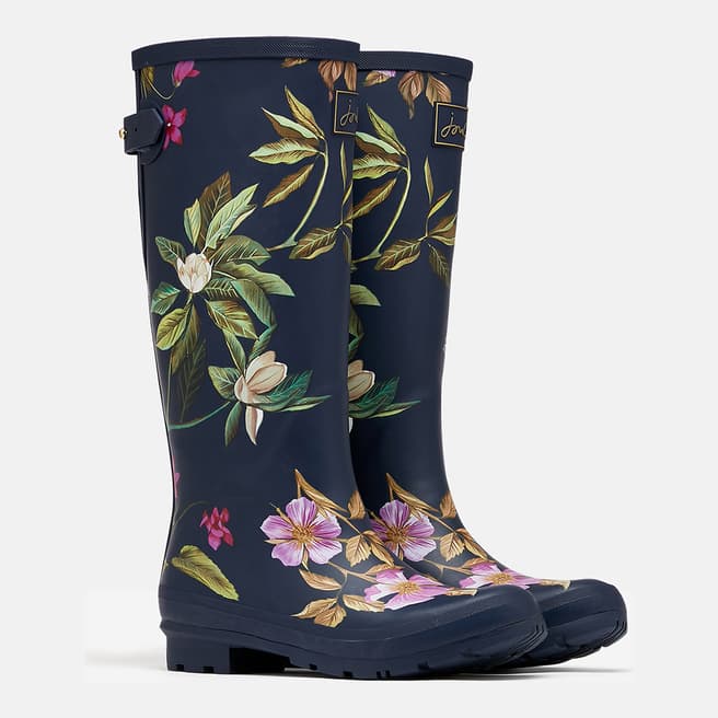 Joules Navy Floral Wellies