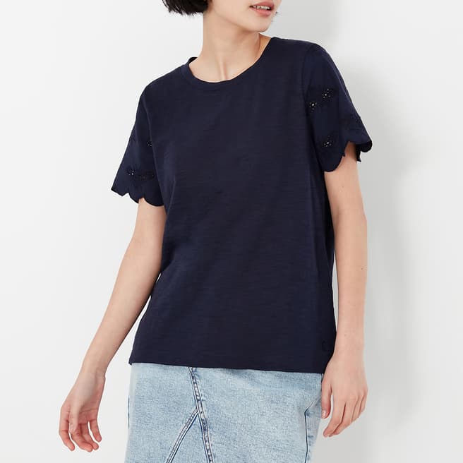 Joules Navy Broderie Top